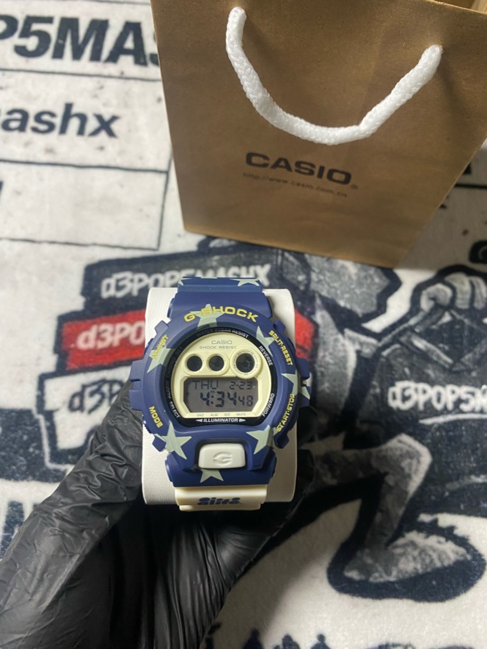 Casio G-Shock Blue and Cream Star Digital Watch
